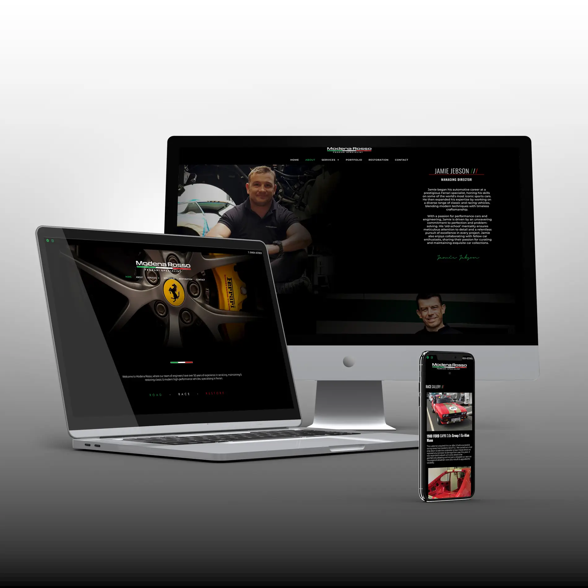 Modena Rosso — An identity and website with enough restraint to be trusted with a very expensive car.